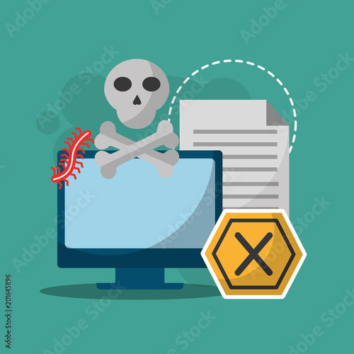 cyber security computer alert attack virus digital vector illustration