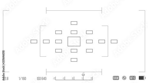 Vector template for your design. Camera viewfinder. Focusing screen of the camera. Viewfinder camera recording.