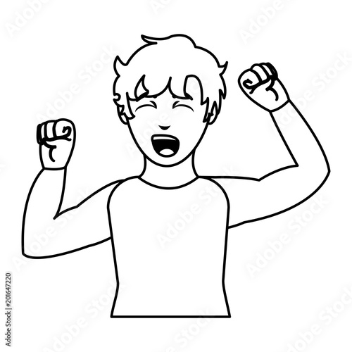 line man waking up and yawning with pijama clothes