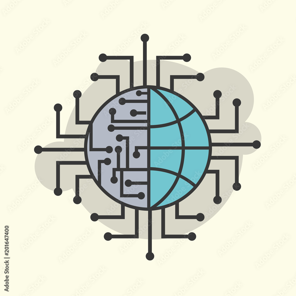 world connection circuit electronic technology vector illustration world connection circuit electronic technology vector illustration