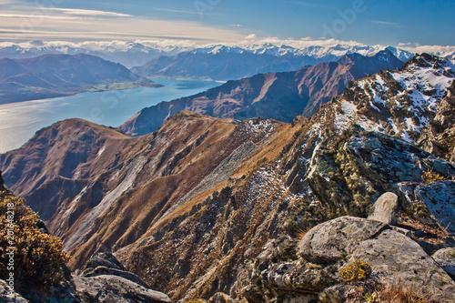 Tableau sur toile Hiking Breast Hill track in Otago region in New Zealand
