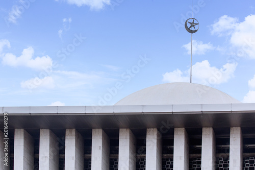 Beautiful blue sky above Istiqlal mosque