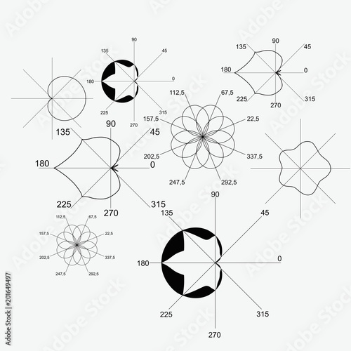 Retro background with mathematical plots of botanical objects on yellowish paper in vector. Beautiful endless pattern. Paper, wallpaper, print for fabric.