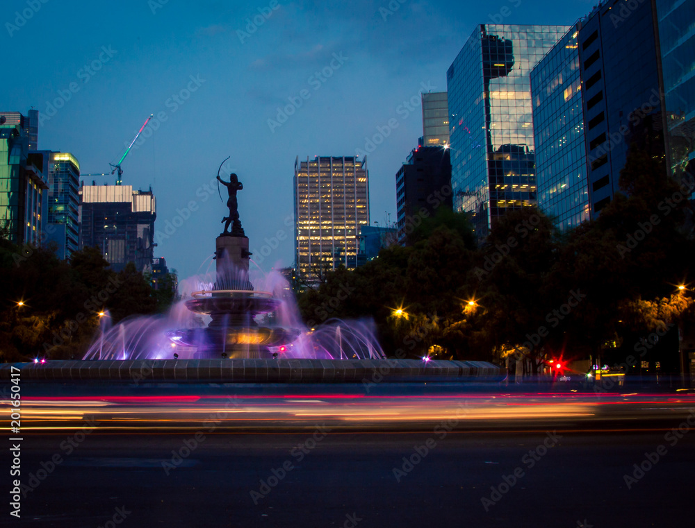 Fountain at night Mexico city