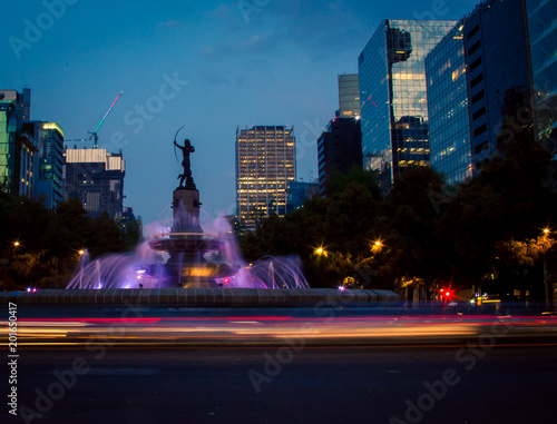 Fountain at night Mexico city