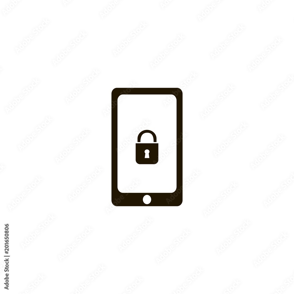 Mobile phone security shield protection icon. flat design Mobile phone security shield protection icon. flat design