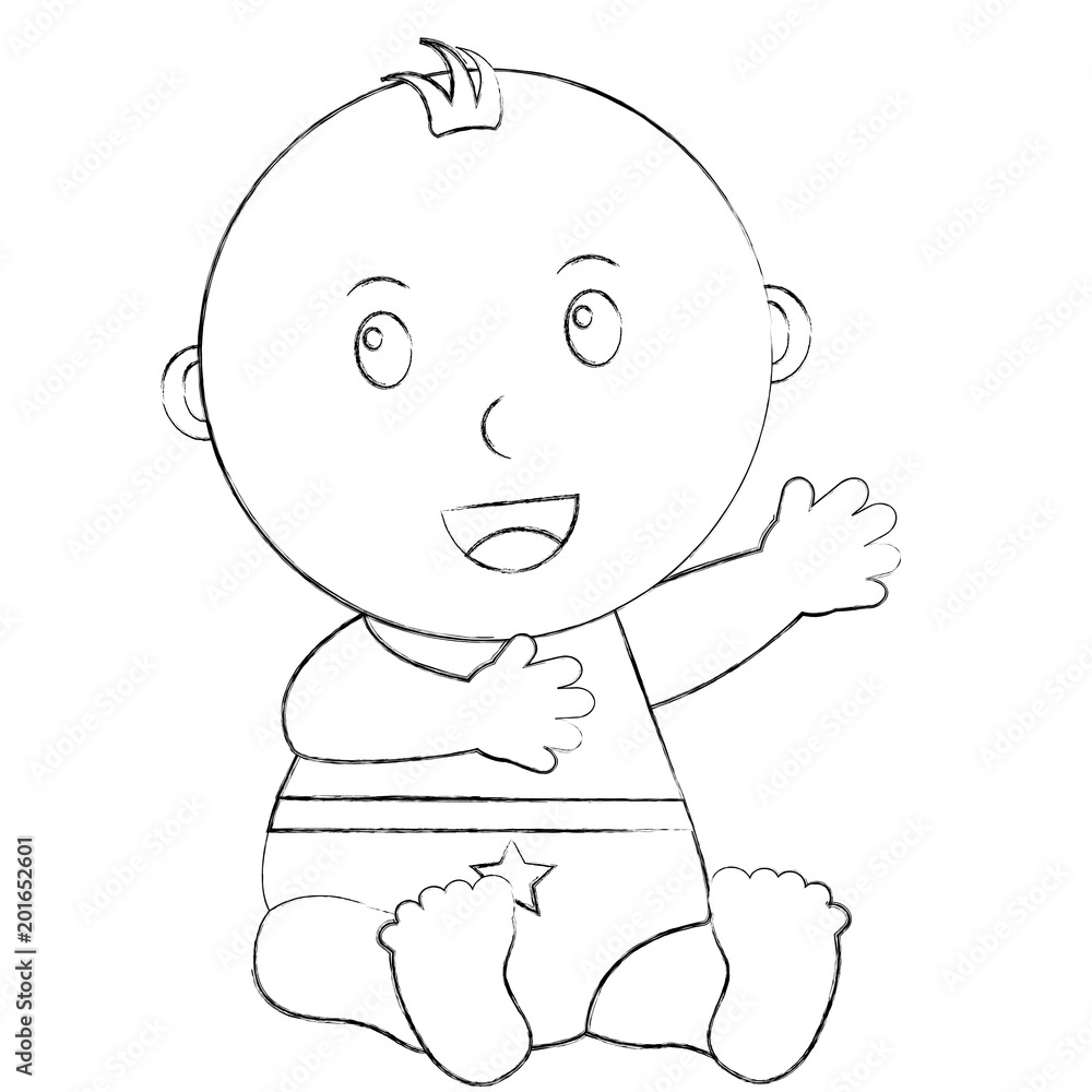 cute little baby boy sitting vector illustration sketch cute little baby boy sitting vector illustration sketch
