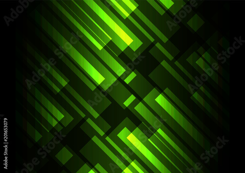 green bar overlap in dark background, stripe layer backdrop, technology template, vector illustration