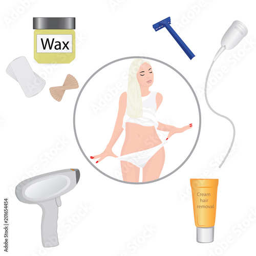 Hair removal methods vector illustration