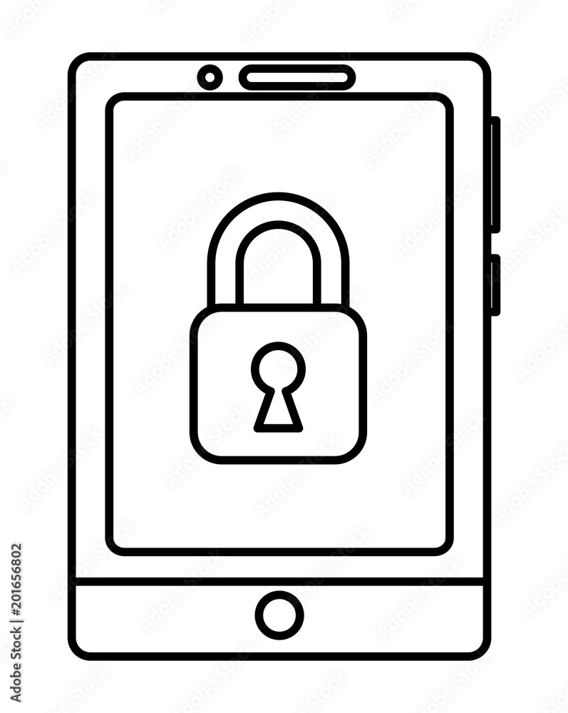 cyber security smartphone locked data information vector illustration outline cyber security smartphone locked data information vector illustration outline