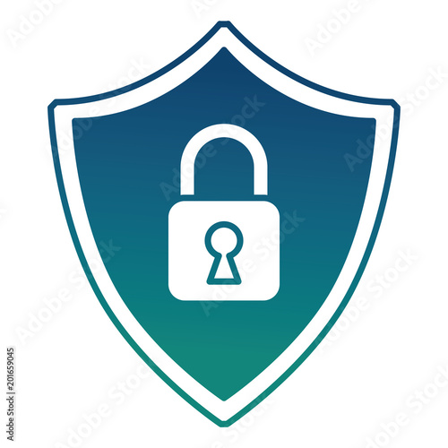 cyber security shield protection locked safety information digital vector illustration   degraded color