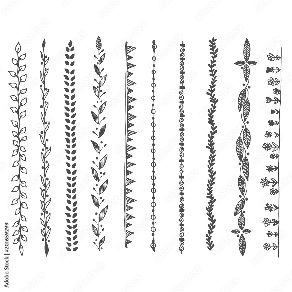 Doodle boarders, hand drawn sketch, vector illustration