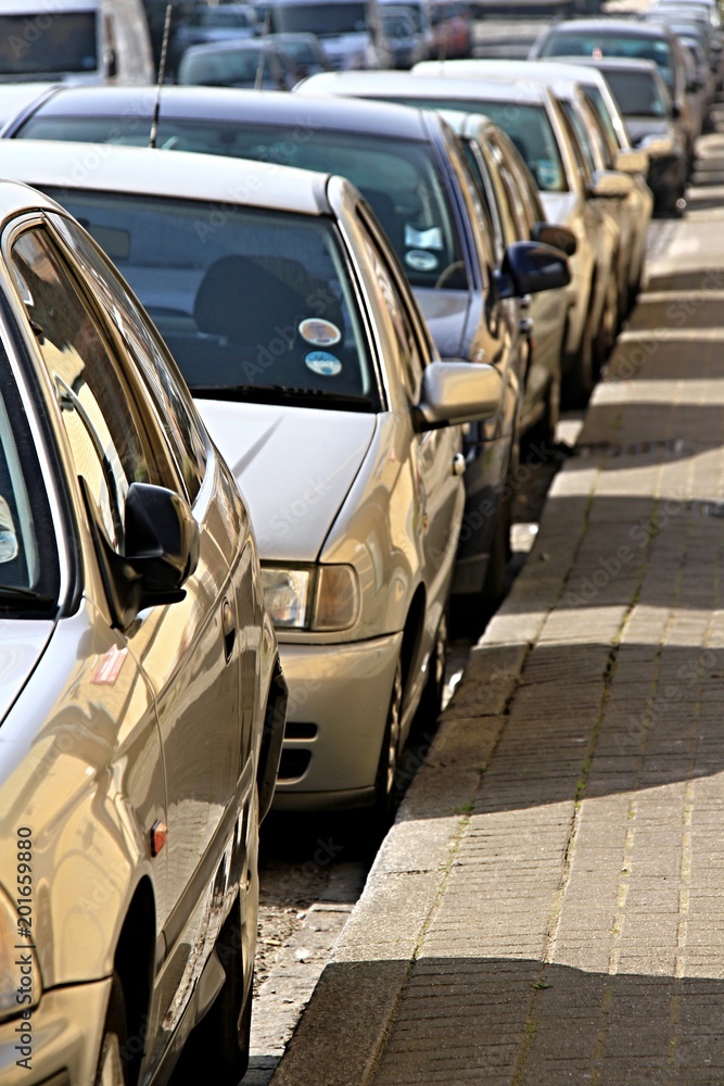cars parked in a line