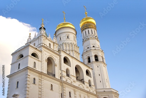 Ivan Great Bell tower. Architecture of Moscow Kremlin. Popular landmark. Color photo.