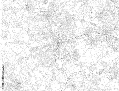 Mappa di Bradford, città che si trova nel West Yorkshire, vista satellitare, strade, Regno Unito. Inghilterra