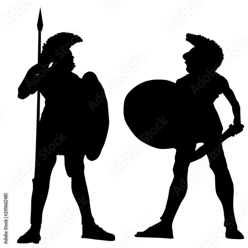 Spartan warrior silhouettes on white