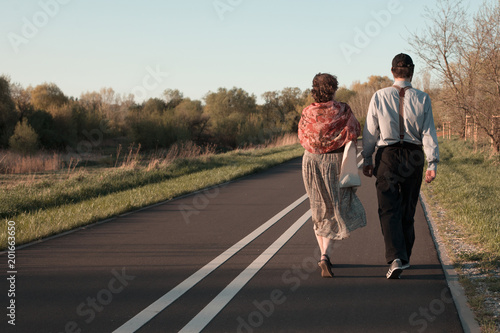 Pensioners walking - Senior couple walking