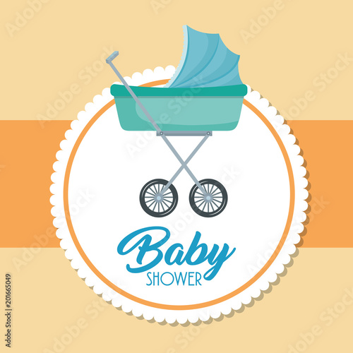 baby shower card with cart design