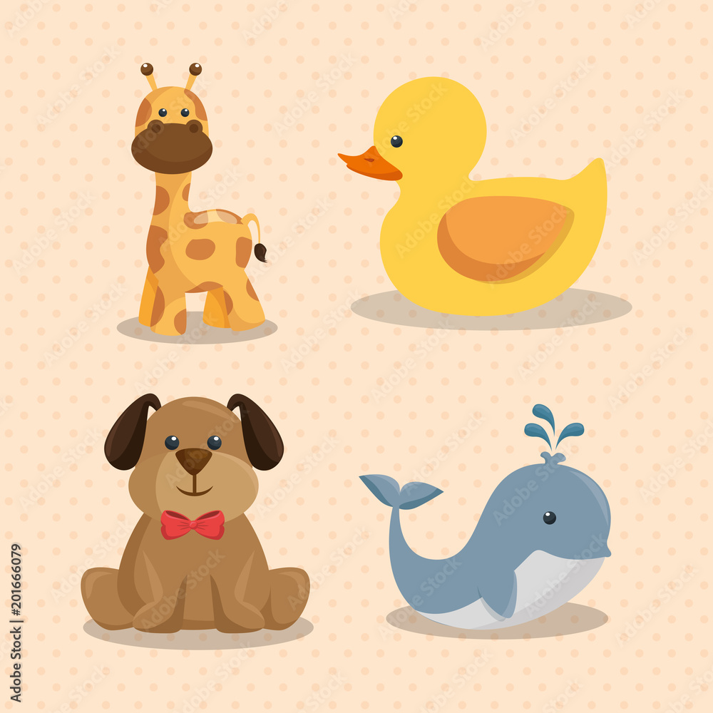 Naklejka premium baby shower card with cute animals vector illustration design