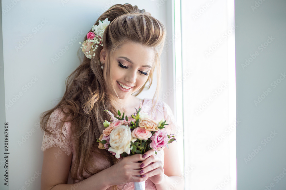 beautiful young girl with flowers in her hair beautiful young girl with flowers in her hair