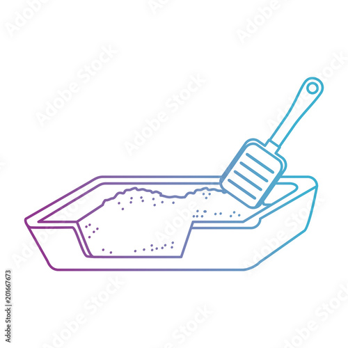 cat sand box with shovel vector illustration design