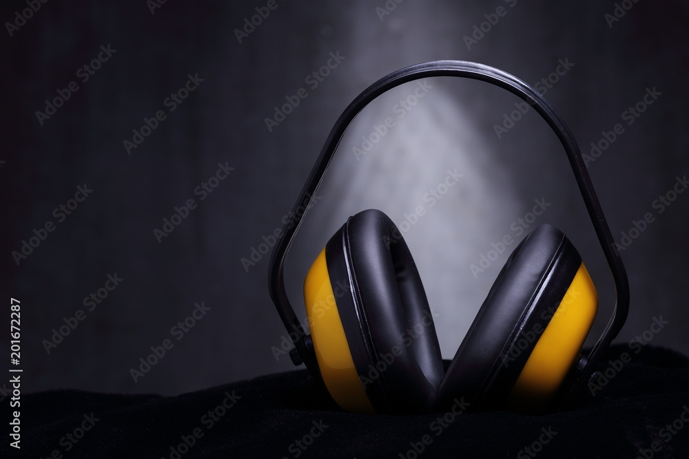 Protective Ears industrial for Construction engineer on black velvet cloth