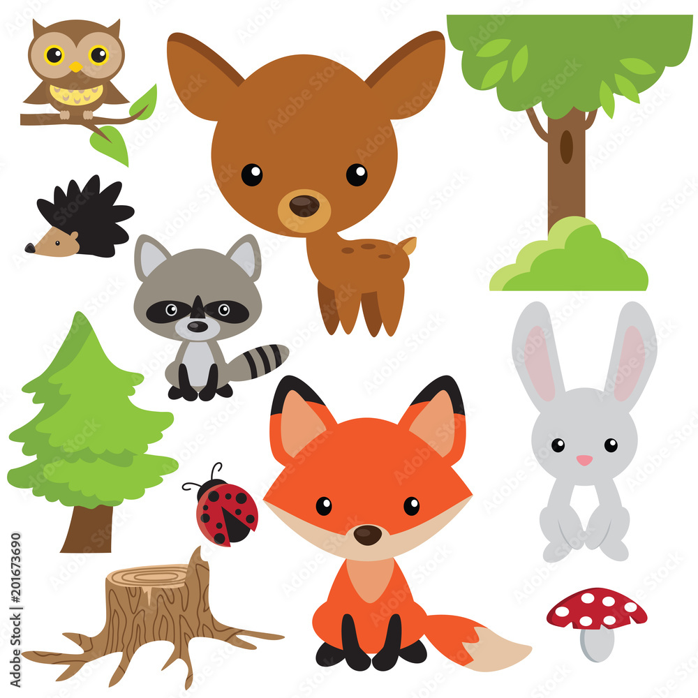 Obraz premium Forest animals vector cartoon illustration