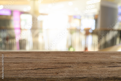 Wallpaper Mural Empty wooden table platform blur background Torontodigital.ca