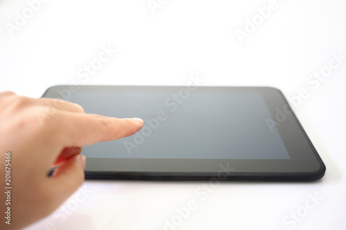 Hands using a digital smart tablet pc