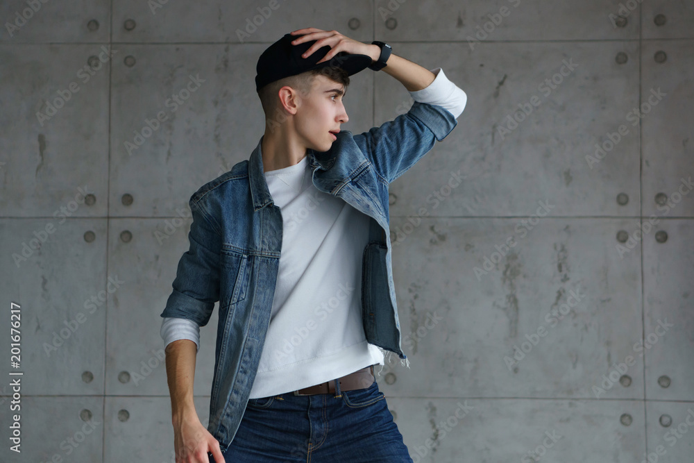 Teenager denim store jacket