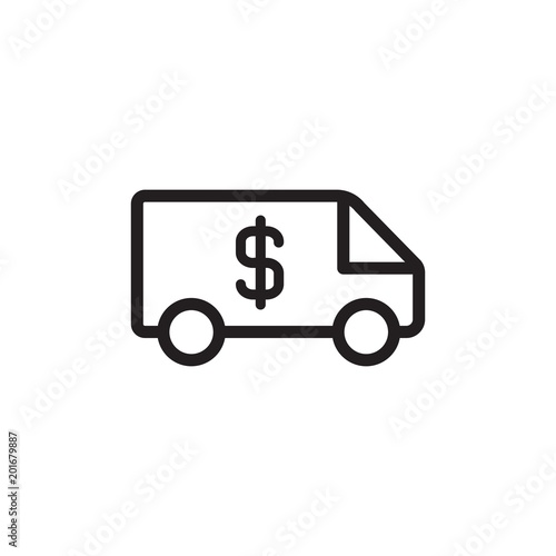 bank truck, money truck outline vector icon. Modern simple isolated sign. Pixel perfect vector illustration for logo, website, mobile app and other designs