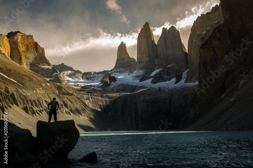Mirador las Torres the three jagged granite granite towers in Torres del Paine National Park