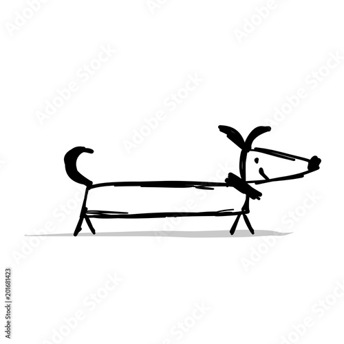 Cute dachshund dog, sketch for your design