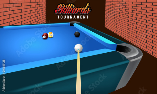 real vector billiard on table, view ball