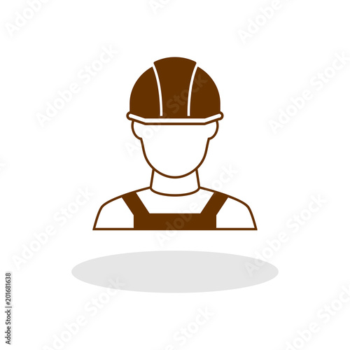 Builder in hemlet icon. Vector Illustration