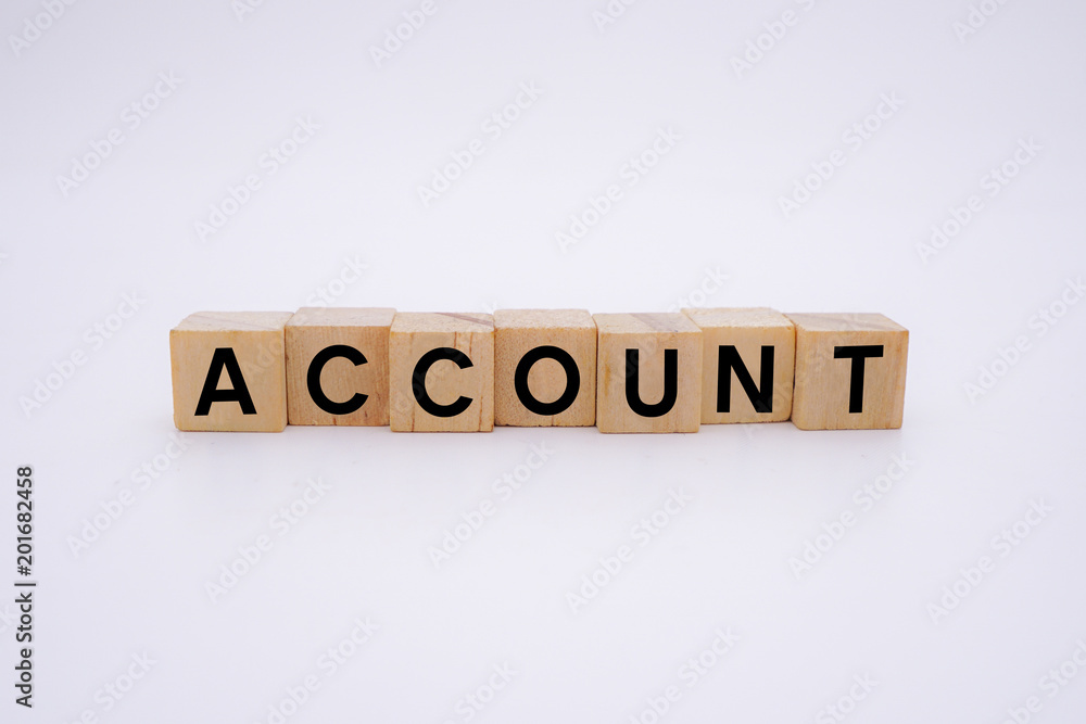 Account Word Written In Wooden Cube Account Word Written In Wooden Cube