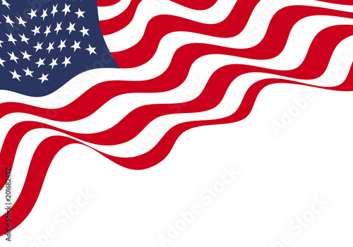 United States of America flag wave flying on white background vector illustration.