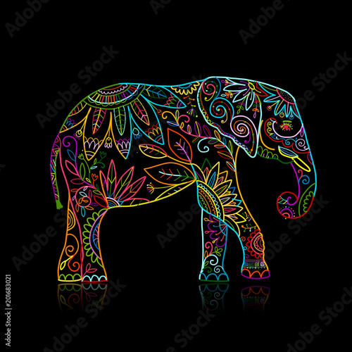 Elephant ornate, sketch for your design