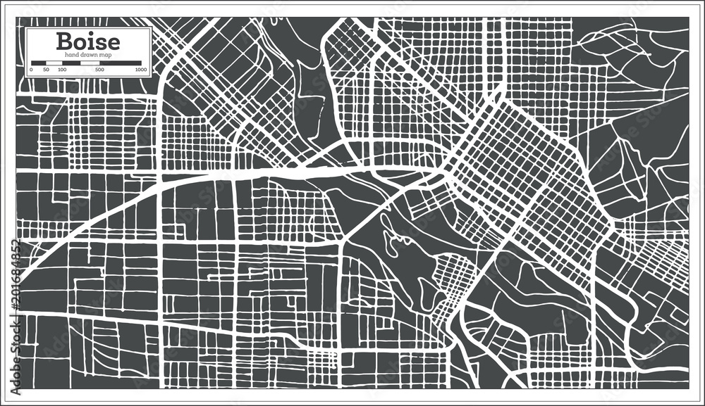 Boise USA City Map in Retro Style. Outline Map.