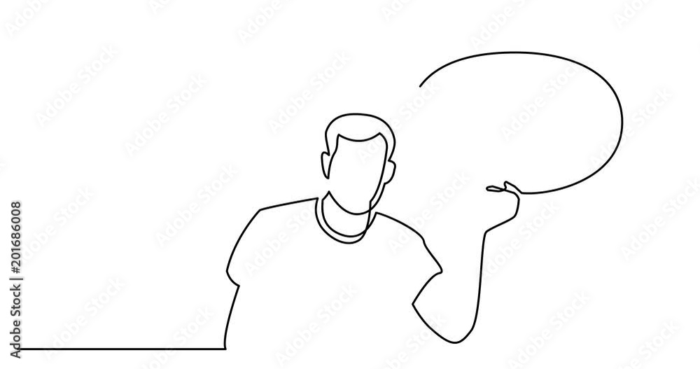 Self drawing animation of continuous line drawing of business concept - man expressing his opinion Self drawing animation of continuous line drawing of business concept - man expressing his opinion