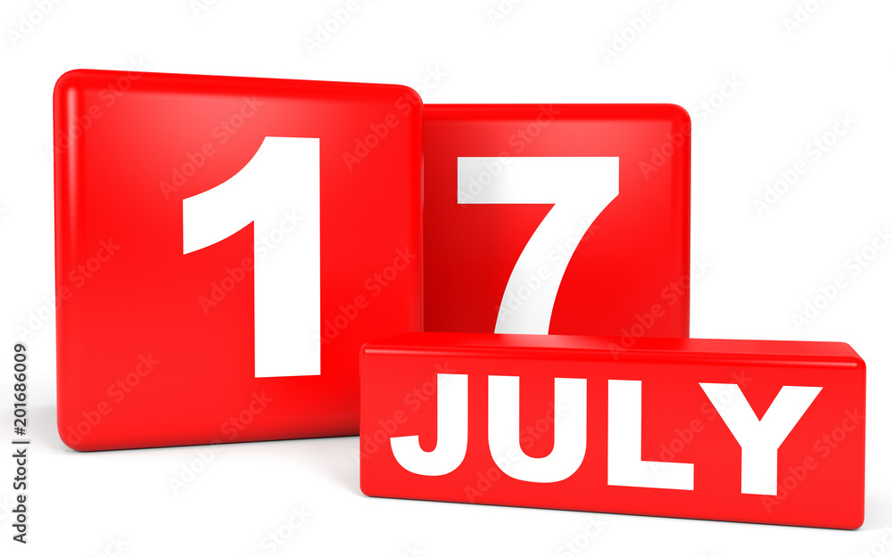 July 17. Calendar on white background. July 17. Calendar on white background.