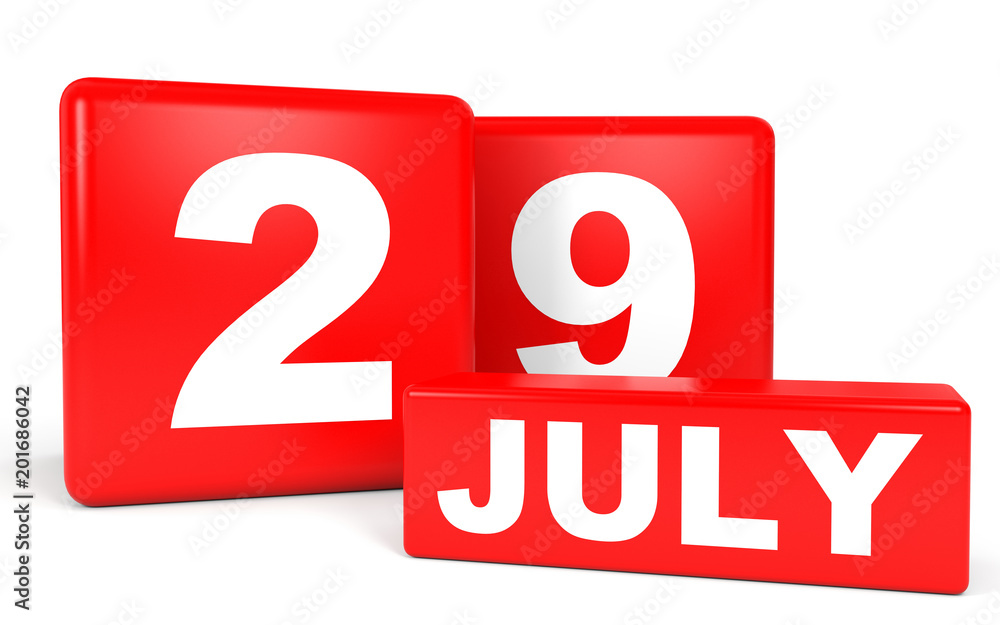 July 29. Calendar on white background. July 29. Calendar on white background.