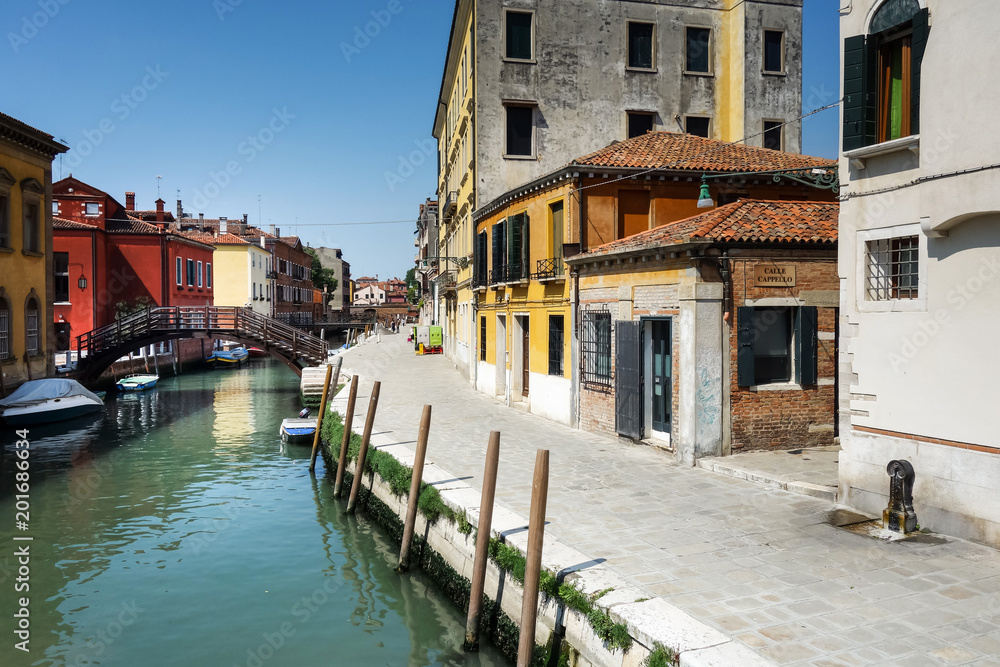 VENICE, ITALY - May 18, 2017 : street view of old buildings in Venice, ITALY