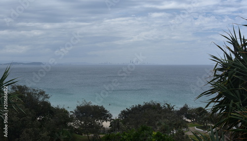 Gold Coast skyline view from Rainbow Bay lookout in Pat Fagan Park (Coolangatta, Queensland Australia)