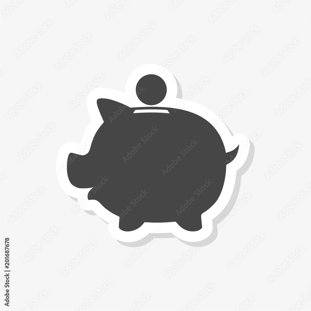 Piggy bank sticker, simple vector icon Piggy bank sticker, simple vector icon