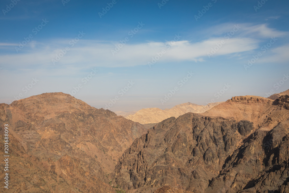 View over the canyon from the highest observation point in the ancient city of Petra (Jordan)