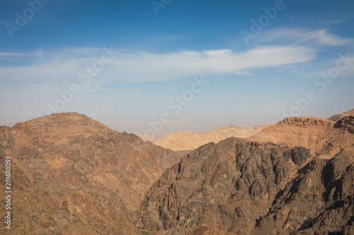 View over the canyon from the highest observation point in the ancient city of Petra (Jordan)
