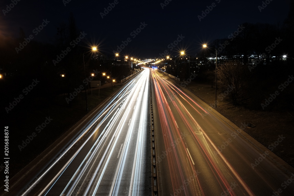 night traffic in warsaw
