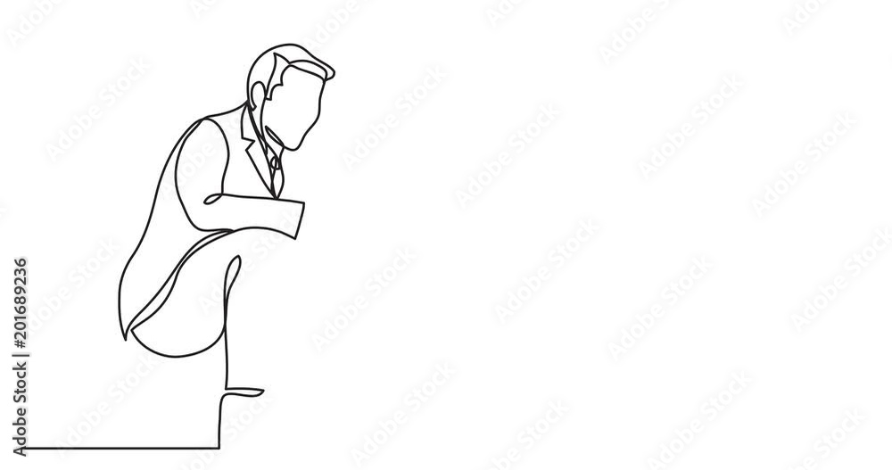 Self drawing animation of continuous line drawing of business person - showing thumb up gesture Self drawing animation of continuous line drawing of business person - showing thumb up gesture