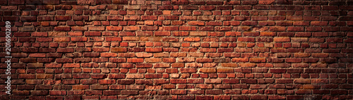 Old Red Brick wall panoramic view.